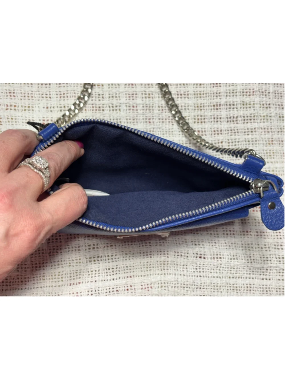 NEWAGE Genuine pebbled Leather Royal Blue Mini Crossbody Bag NWT